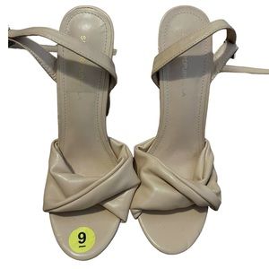 Nude heels ankle strap faux leather